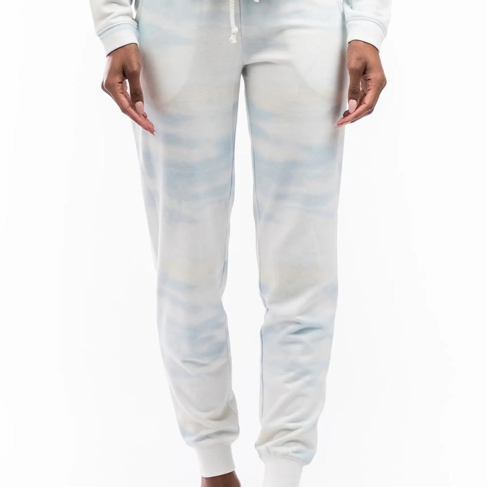 Rachel Parcell Lounge Set Fleece Joggers Crewneck Sweatshirt Blue Cloud - Picture 2 of 10
